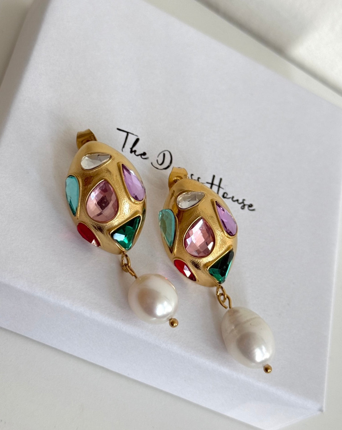 Raye - Gold Pearl MultiColour Earring