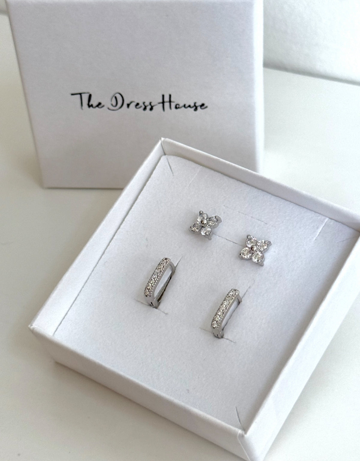 Ellie Clover Silver Stacking Earring Set