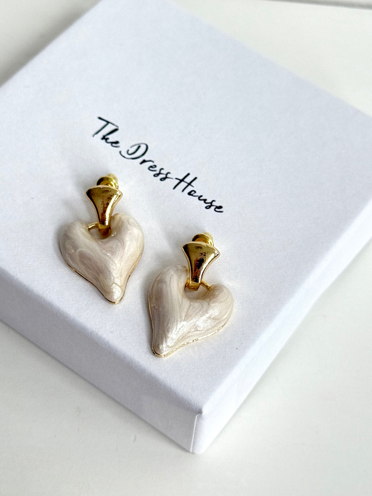 Demi - Gold Ivory Heart Earring