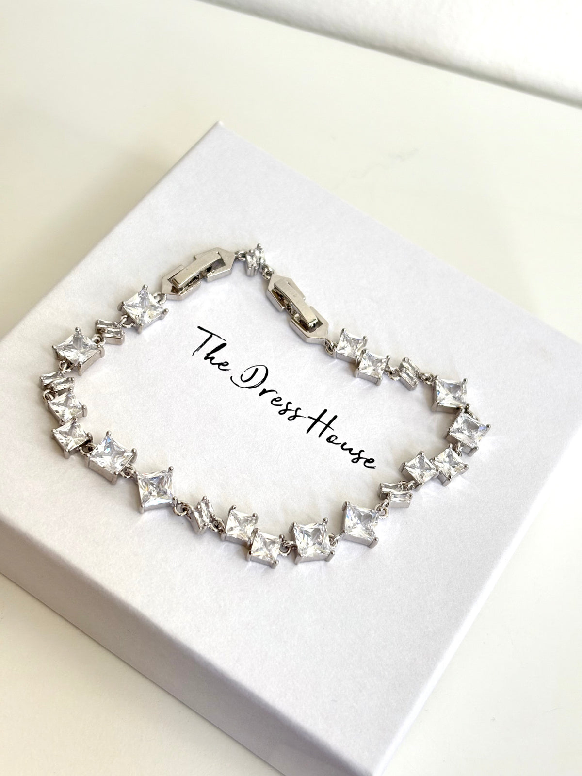 Kate - Silver Diamanté Earring Necklace Bracelet Set
