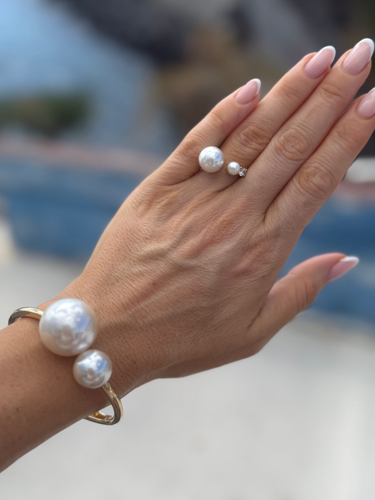 Adele - Gold Pearl Adjustable Ring