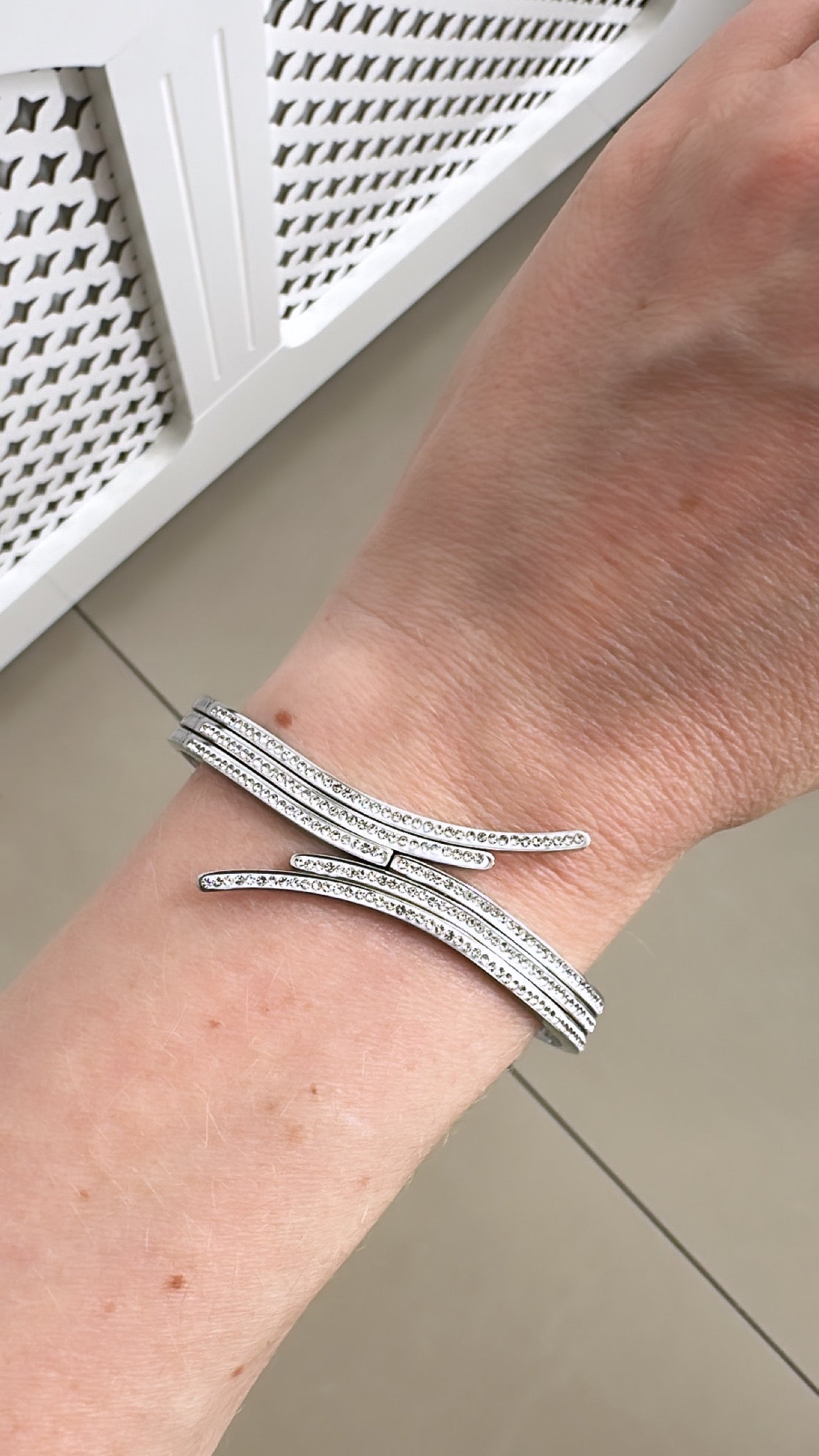Sienna - Silver Diamanté Bracelet Bangle