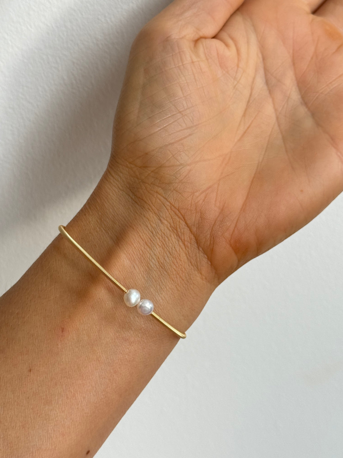 Olive - Pearl Gold Bangle