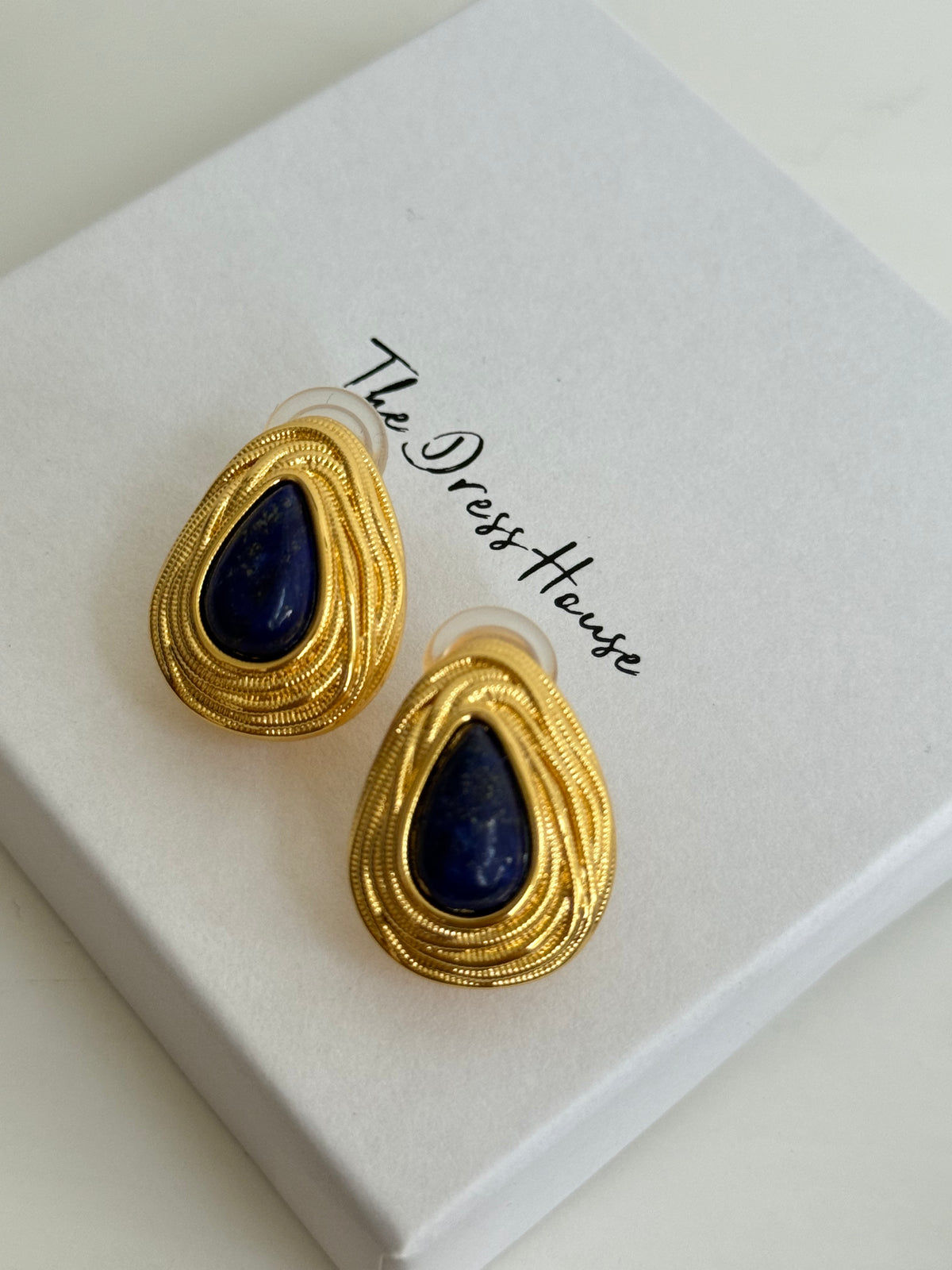 Clara - Gold Navy Earring