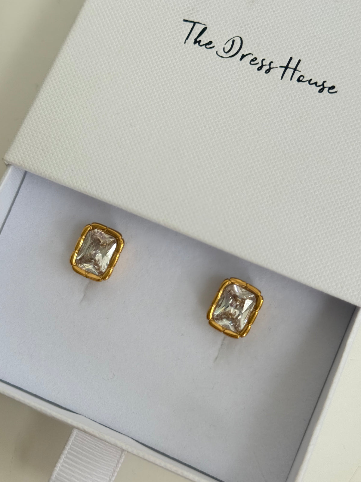 Alba - Gold Diamanté Stud Earring