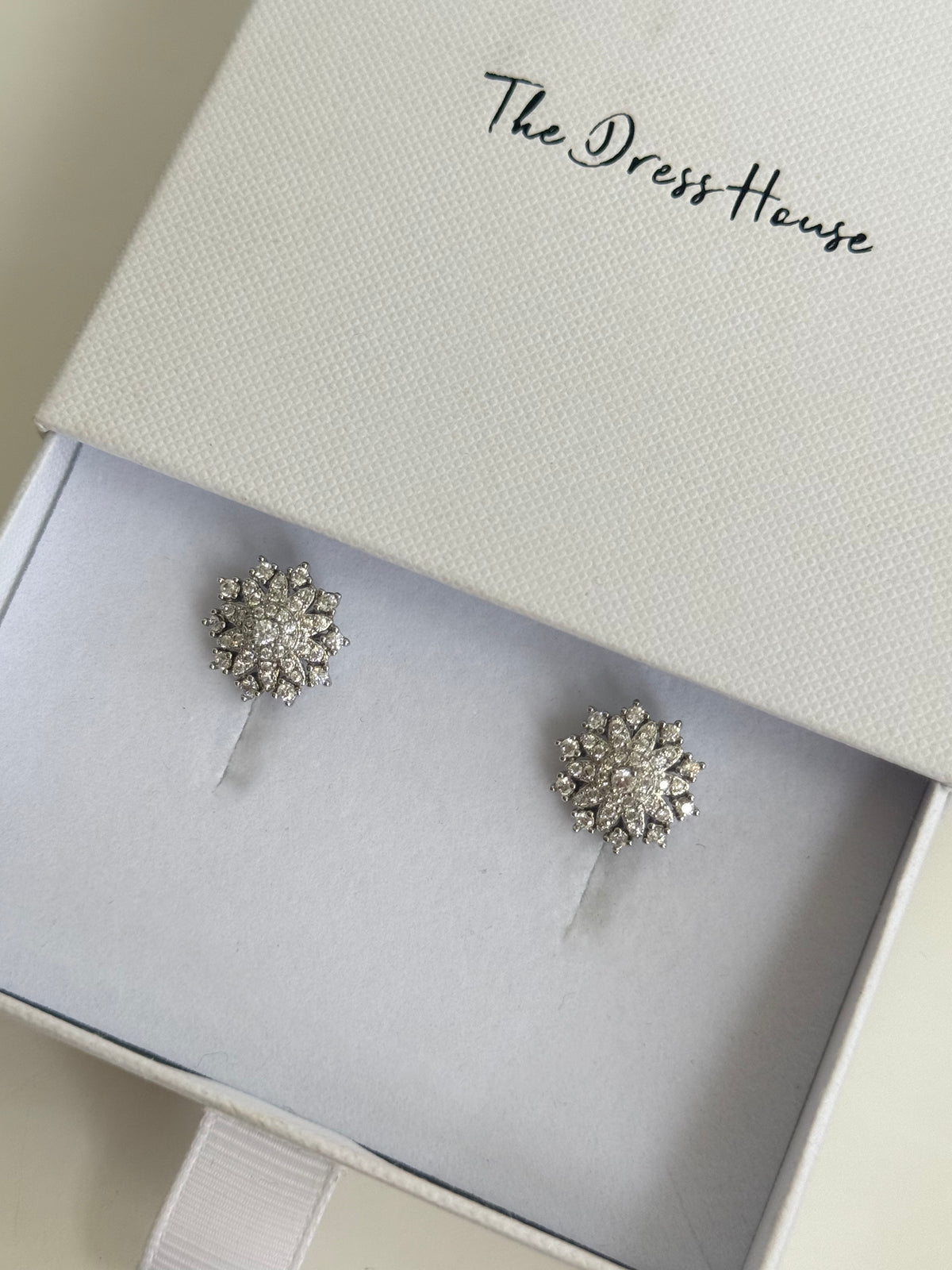 Iris - Silver Diamanté Stud Earring