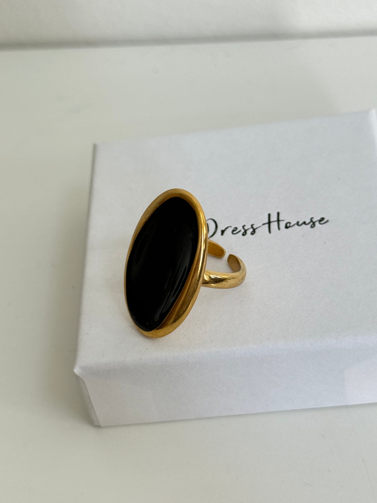 Lauren - Gold Black Cocktail Ring