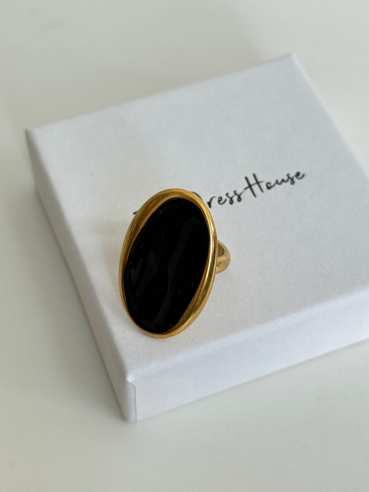 Lauren - Gold Black Cocktail Ring