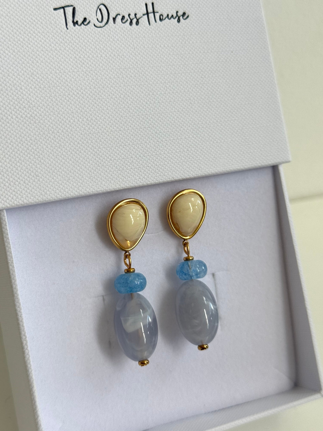 Saffron - Blue Cream Gold Earring