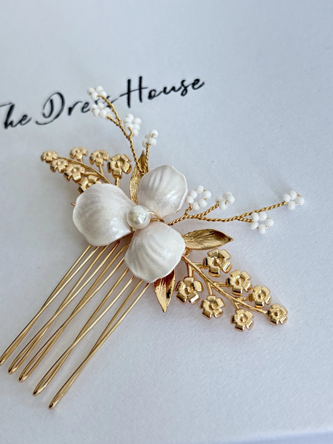 Isobel - Bridal Gold Pearl Hair Comb