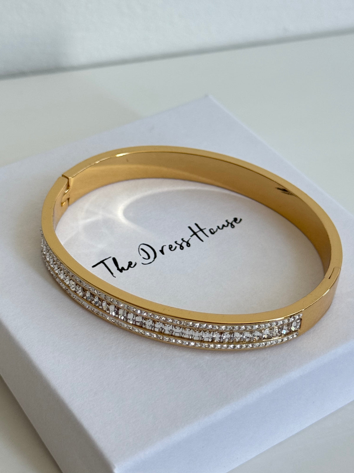 Olivia May - Gold Diamanté Bangle Bracelet