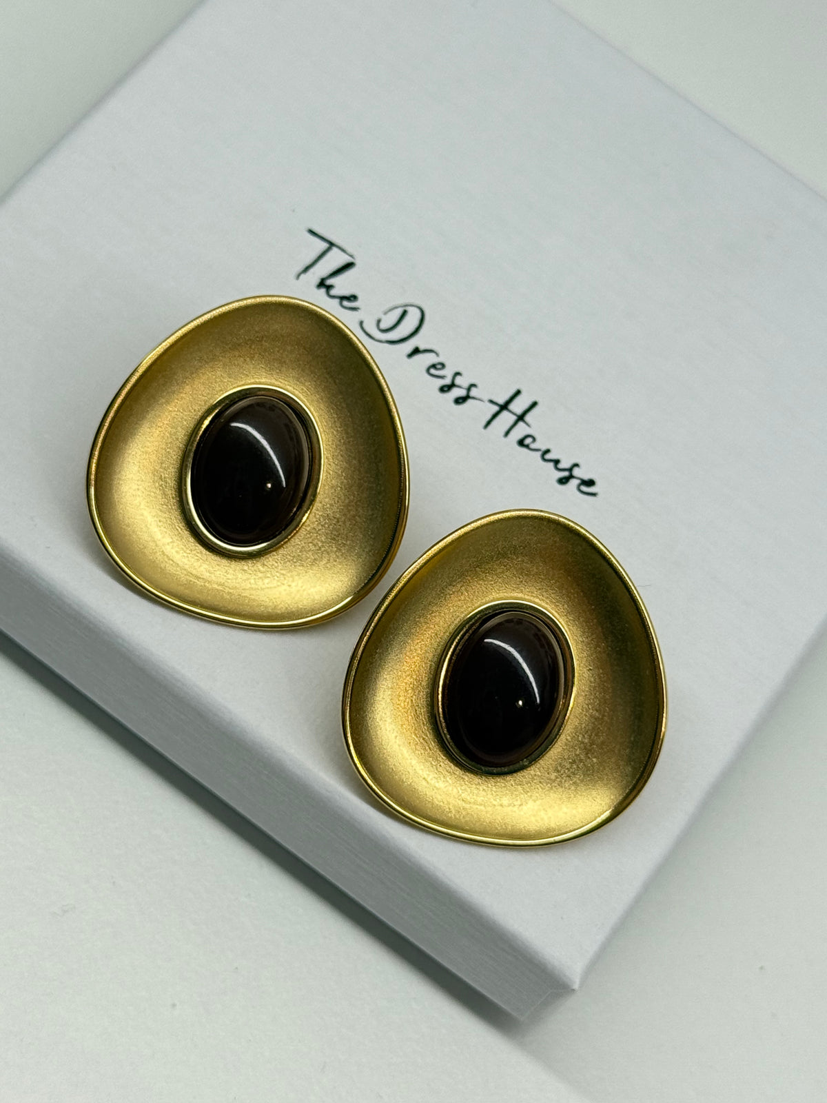 Katie - Gold Brown Statement Earring