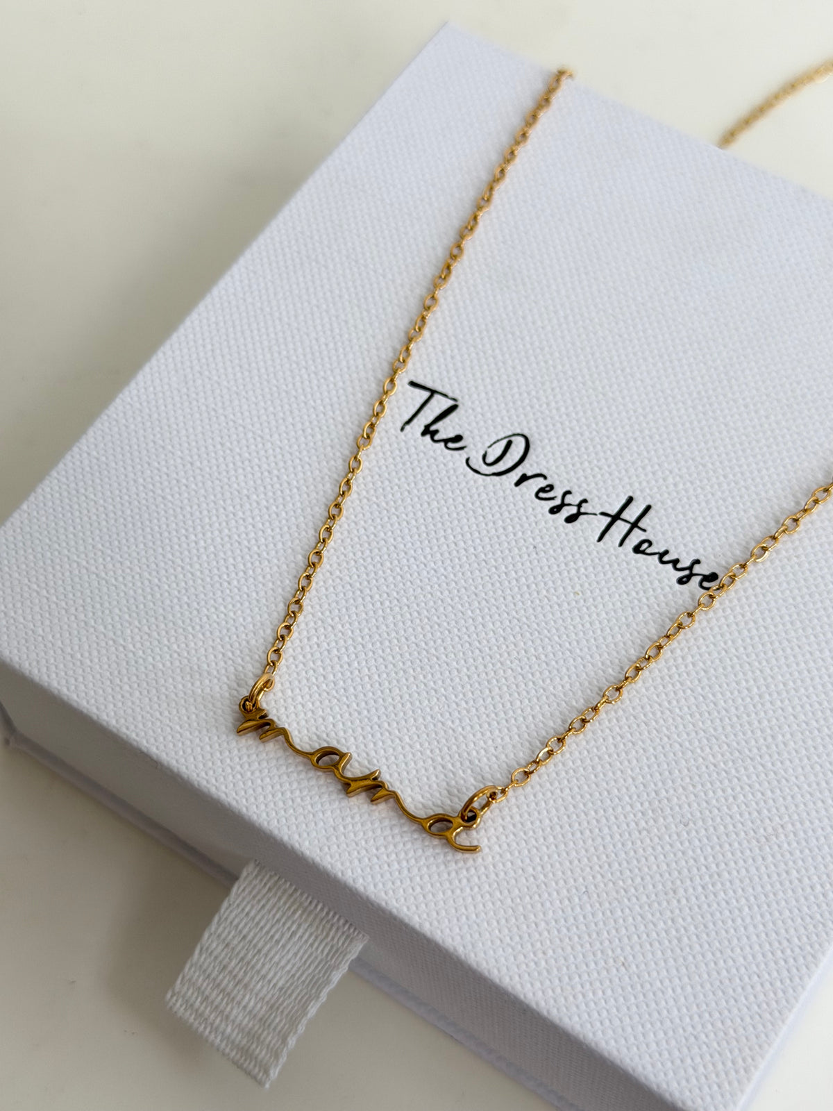 Mama Cursive Gold Necklace