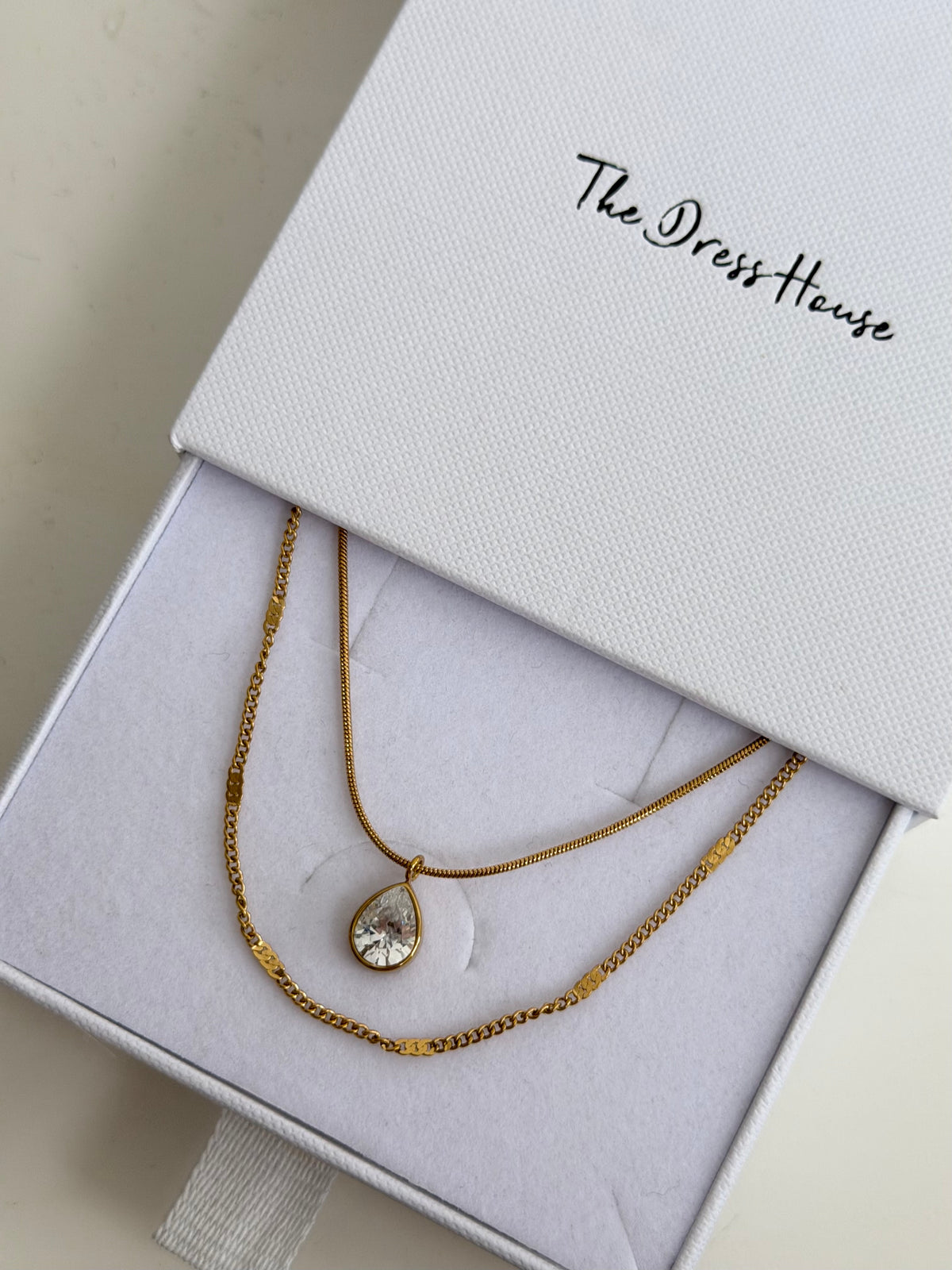 Sienna - Gold Double Layered Teardrop Necklace