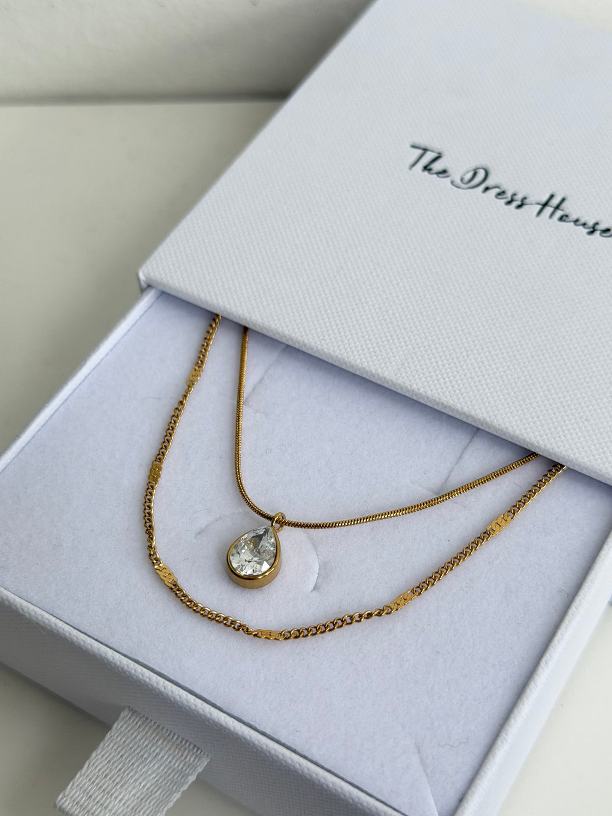 Sienna - Gold Double Layered Teardrop Necklace